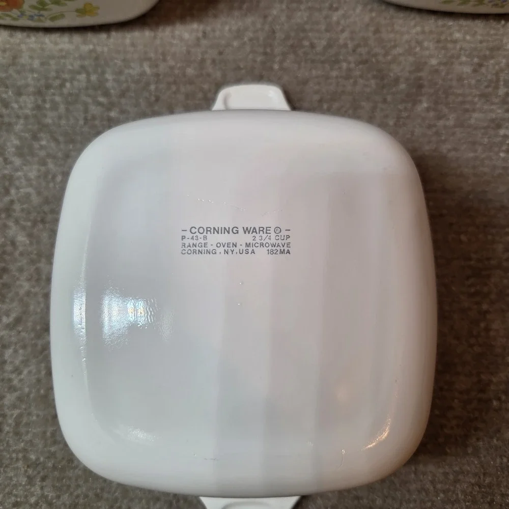 VINTAGE Corning WILDFLOWER Set of 3 Petite Pan P-43B Casserole 1 3/4 cup No Lids